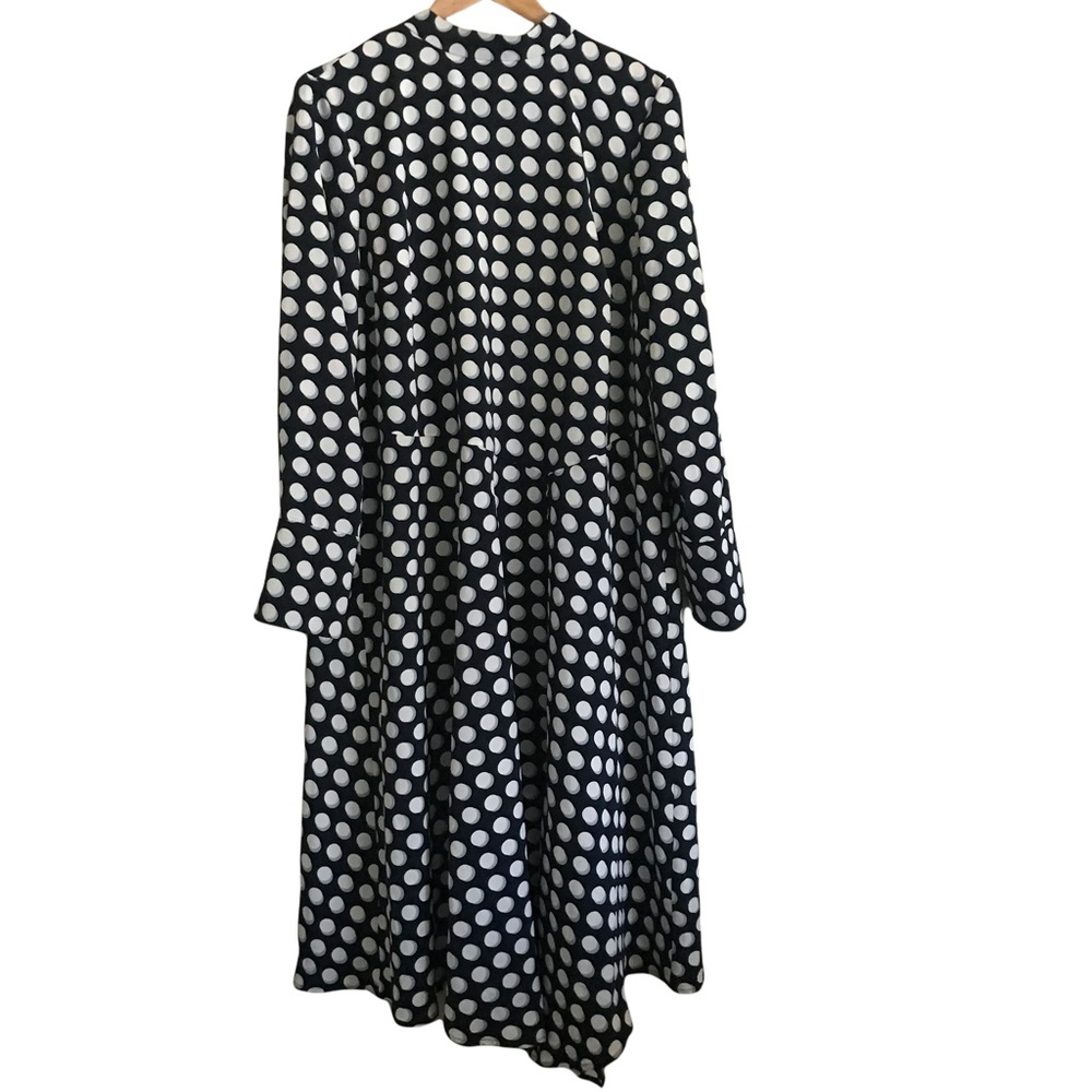 NWT Eloquii Asymmetrical polka dot Dress Size 16 Navy Blue and White